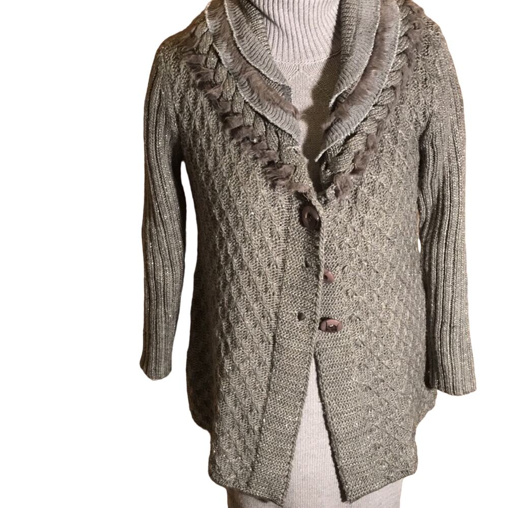 Simply Couture Gray Cardigan Wool Blend Sweater. OS